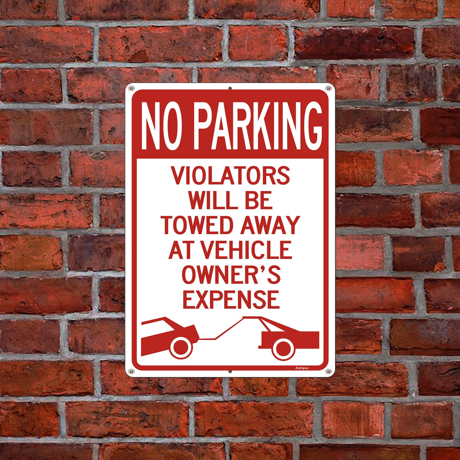 Private Property No Parking Sign - 2 Pack, 10x14 Inch, Reflective Aluminum, TOW AWAY Warning
