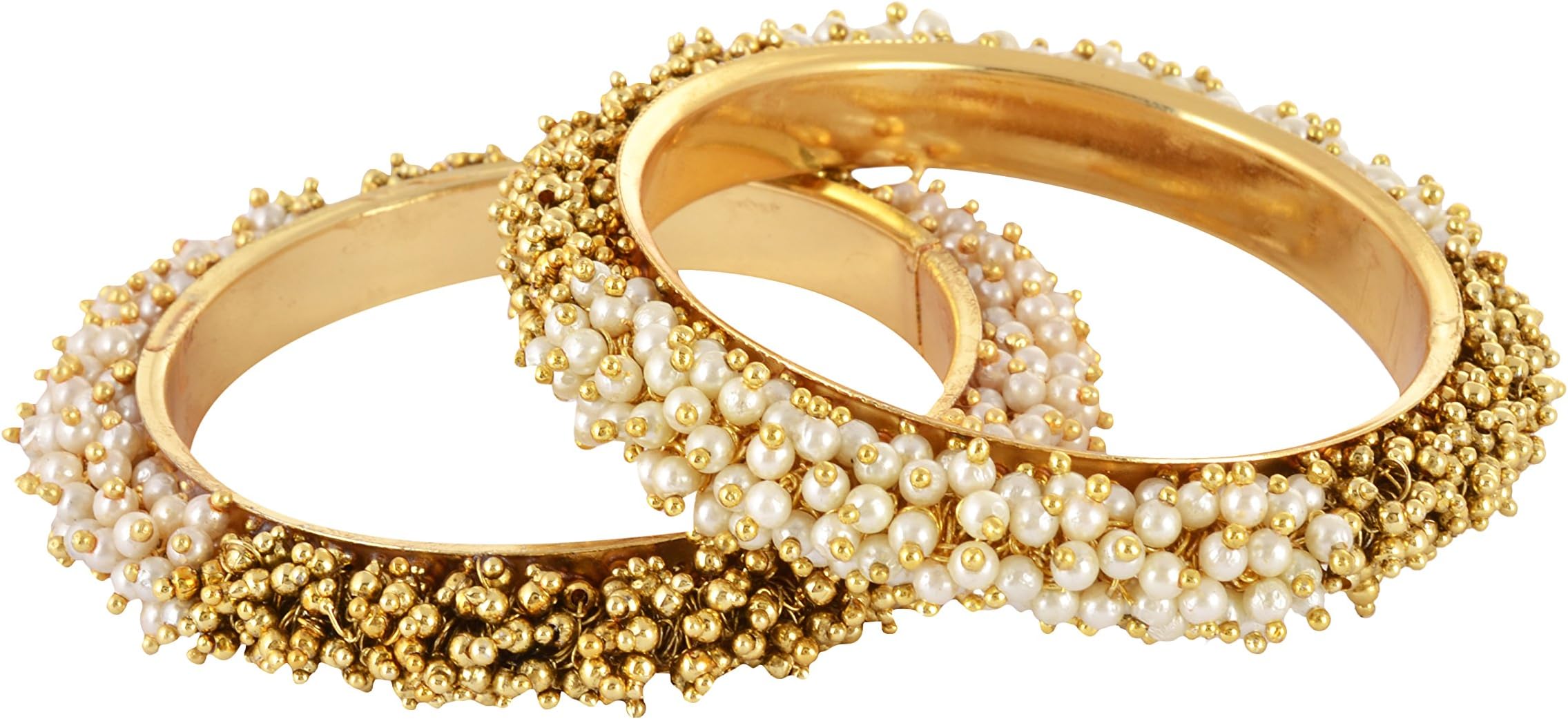 Royal Bling Gold Plated Traditional Jewellery Fancy Pearl Kada Bangles for Women & Girls