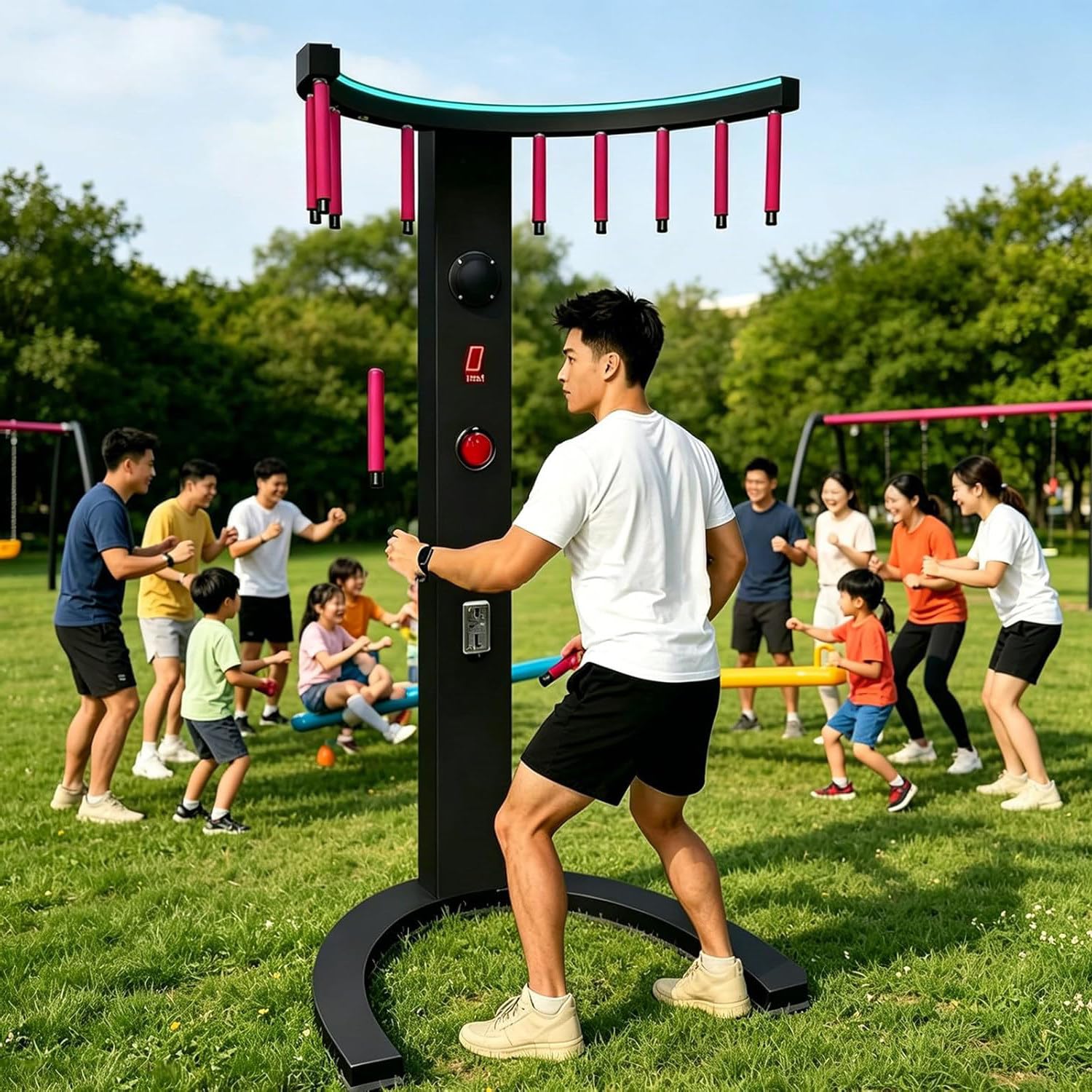 JozyJul Reflex Stick Challenge Game,Hand Eye Coordination Training Catching Stick Game Reflex Sticks with 10 Sticks, 3 Modes, 10 Speed Levels, for Events, Rentals, and Family Game Nights