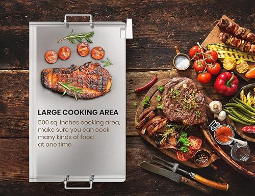 Miniatura 5 de Stanbroil Parrilla de gas de acero inoxidable con parte superior plana para Blackstone 2 quemadores Propano, sistema de gestión de grasa frontal, 28