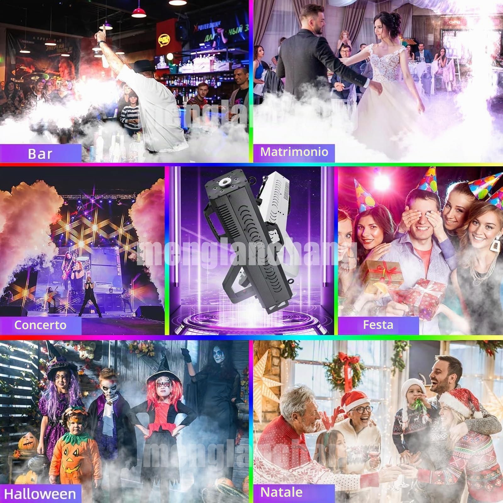 Macchina Del Fumo Portatile 1500w Con Luce Led Rgb, Pistola Fumogena Per Feste,Attrezzatura Per Effetti Scenici Per Halloween,Concerti Dj,Eventi Speciali, Effetti Scenici E Locali Notturni Black