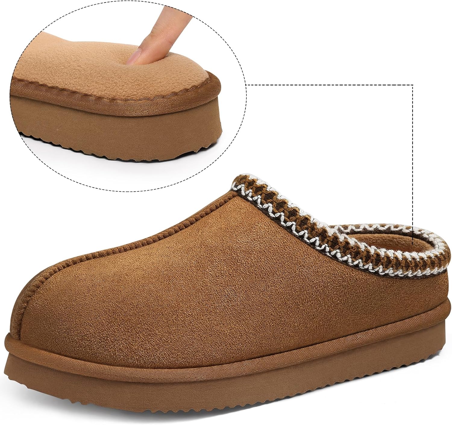 Litfun Memory Foam Slippers for Women Men Cozy Warm House Shoes Indoor and Outdoor, Khaki 44/45 - Image 6