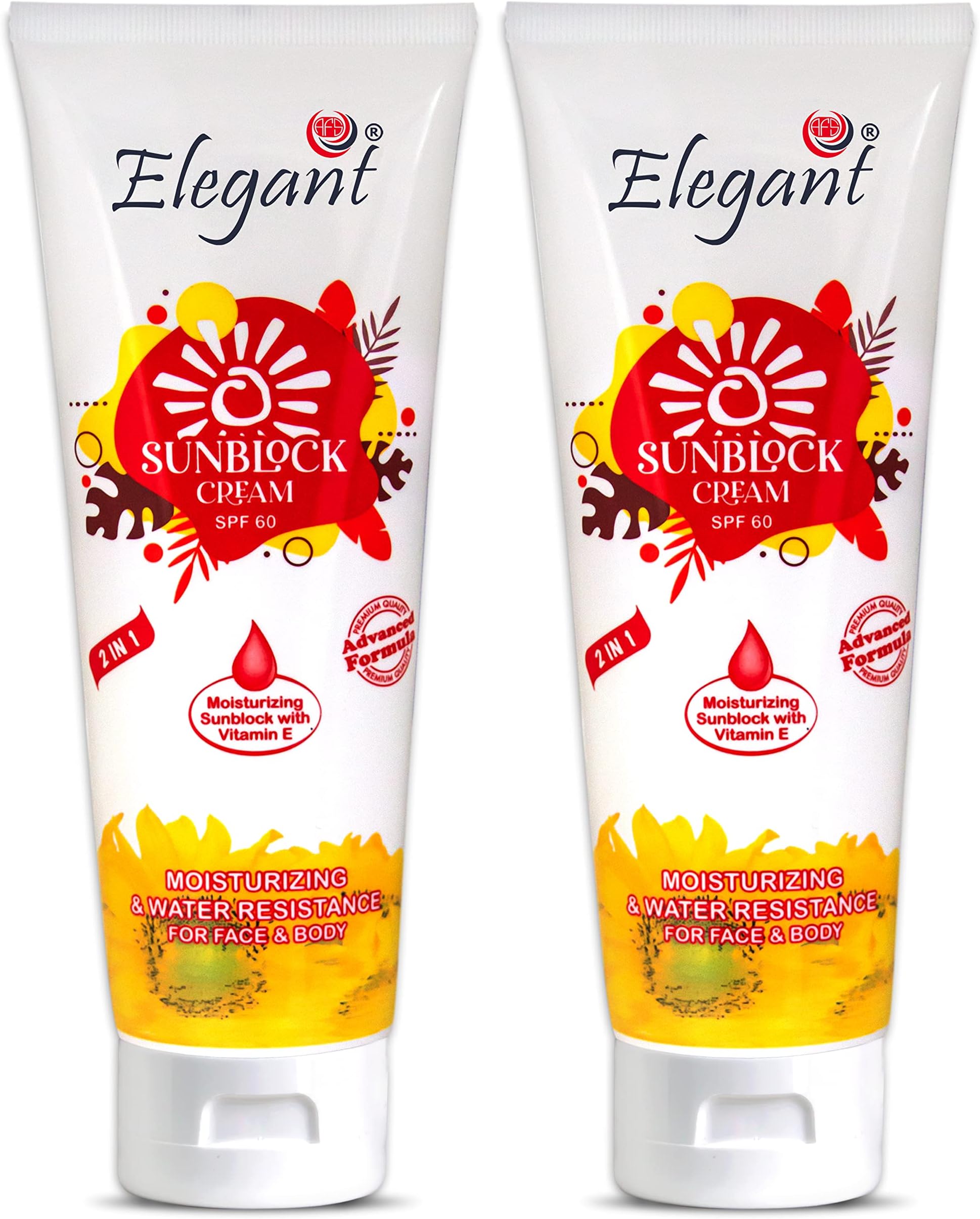 SET OF 2 | Elegant UV Sunblock Cream (Sunscreen) with SPF 60 – 170g (170ML x 2) – Moisturizing Sunscreen For Face & Body | Water Resistant Sunblock, Advanced Formula gives 2 in 1 Protection