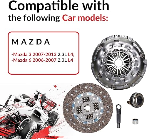 Miniatura 7 de 10-064 Kit de autoajuste de embrague compatible con Mazda 3 velocidades 6 Hatchback Sedan 4-Door 2006-2013 2.3L 2260CC l4 GAS DOHC Turboalimentado 6
