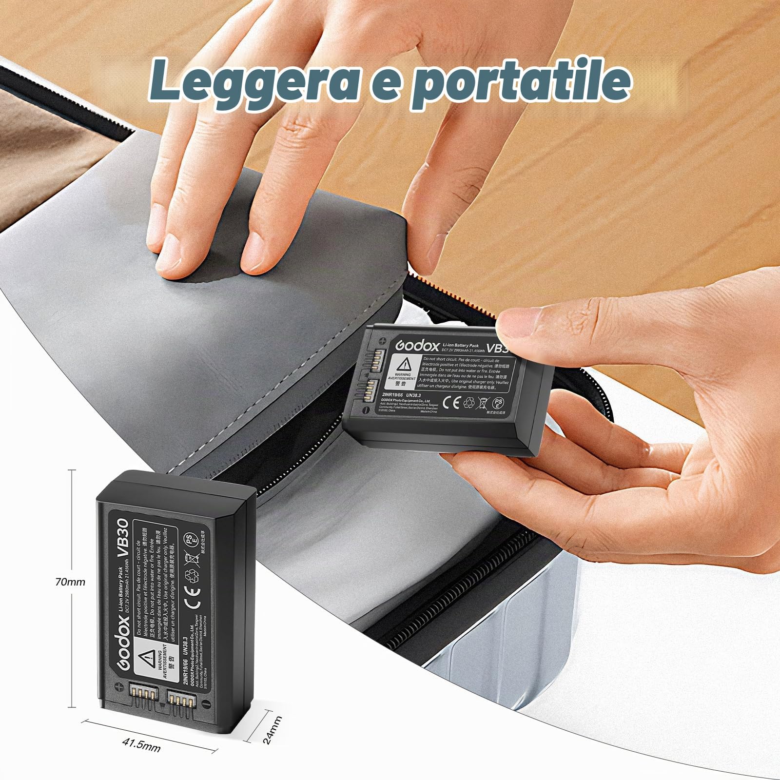 Godox VB30 Batteria Battery 7.2V/2980mAh per flash rotondo Godox V1PRO C,V1PRO N,V1PRO S,V1PRO F,V1PRO O,e flash V1,V860III,V850III ((2024) VB30)