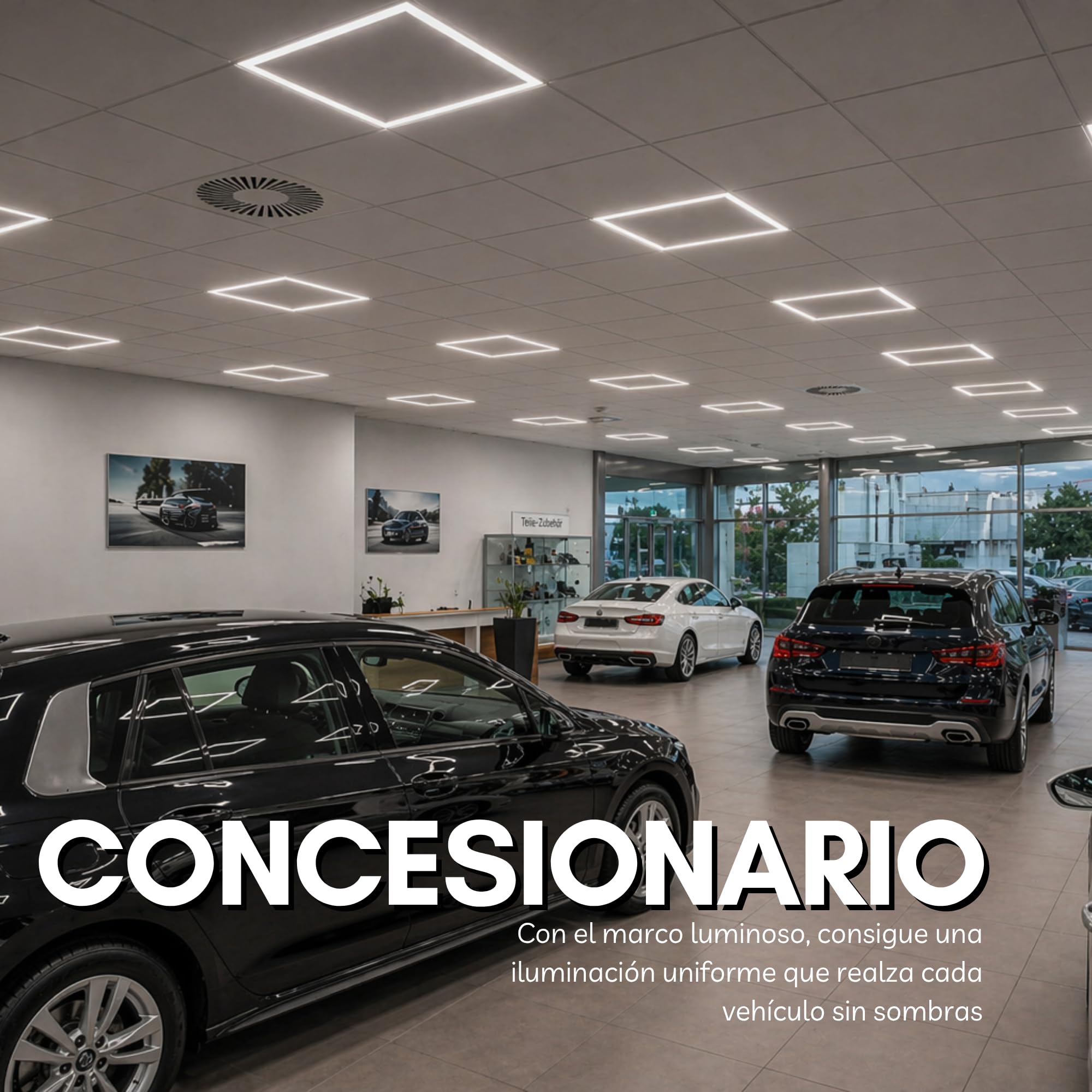 Panel Marco luminoso LED 60x60 48W Desmontable para techo técnico de placas. Iluminación eficiente para oficinas y comercios. Luz Neutra (4000ºK) - Garantía Europea 3 años
