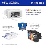 Brother INKvestment 1365 Wireless Color Inkjet All-in-One Printer with Automatic Duplex Printing and 1.8” Color Display | Includes Refresh Subscription Trial(1) (MFC-J1365DW) | Wireless Inkvestment Aio, Auto Duplex, 1.8 Color Display, 150-Sheet Tray,
