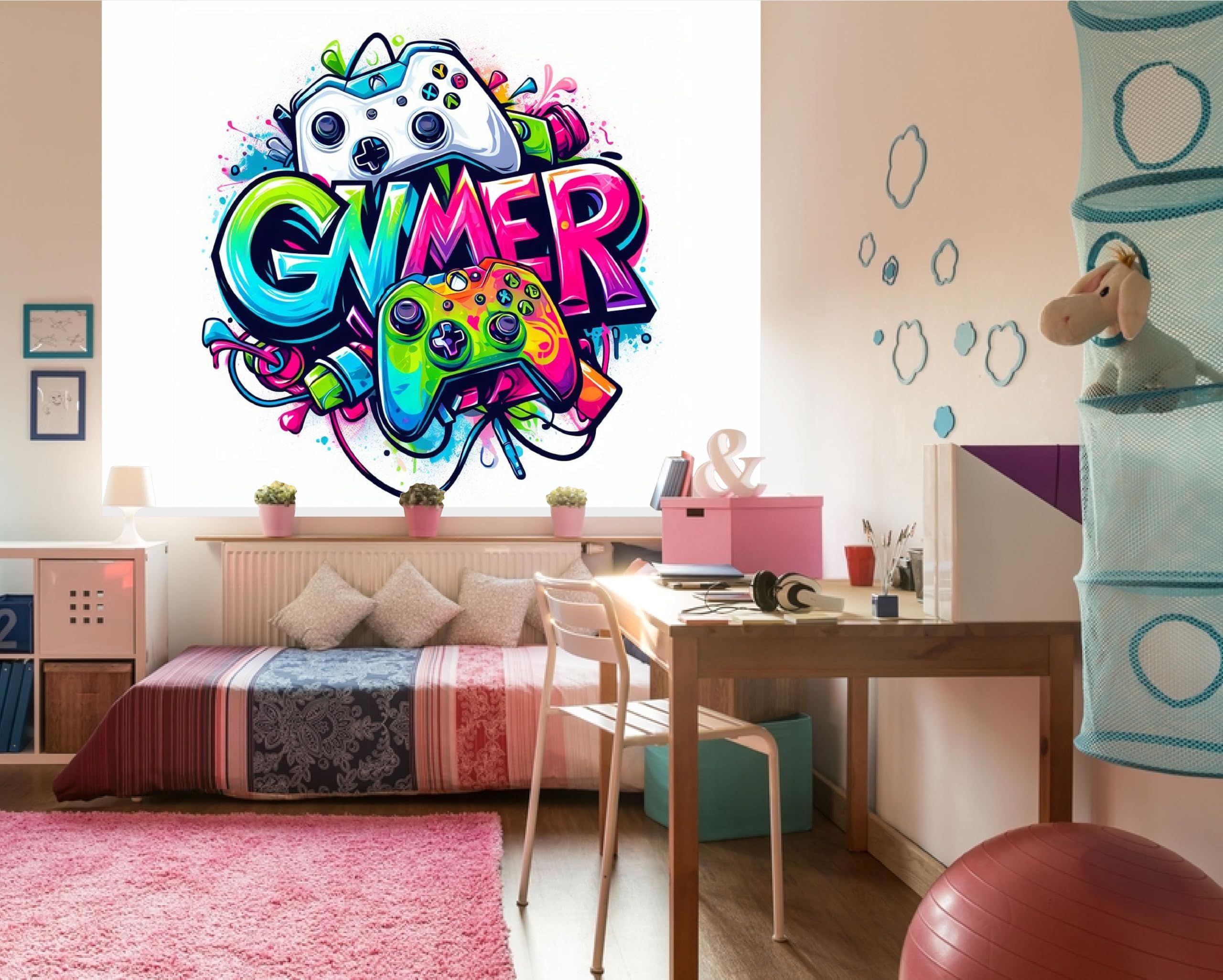 Estores Iroa – Estor Enrollable Juvenil Gamer para Habitación de Adolescente – Tejido Translúcido Impreso, Fabricado Bajo Pedido en España, Incluye Mecanismo y Soportes – Gamer 05 (100x170)
