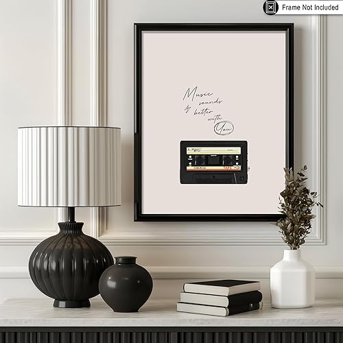 Miniatura 3 de Monem Art Music Sounds Better With You - Póster de cinta de casete retro - Arte musical - Arte de preparación - Arte de citas positivas - Arte