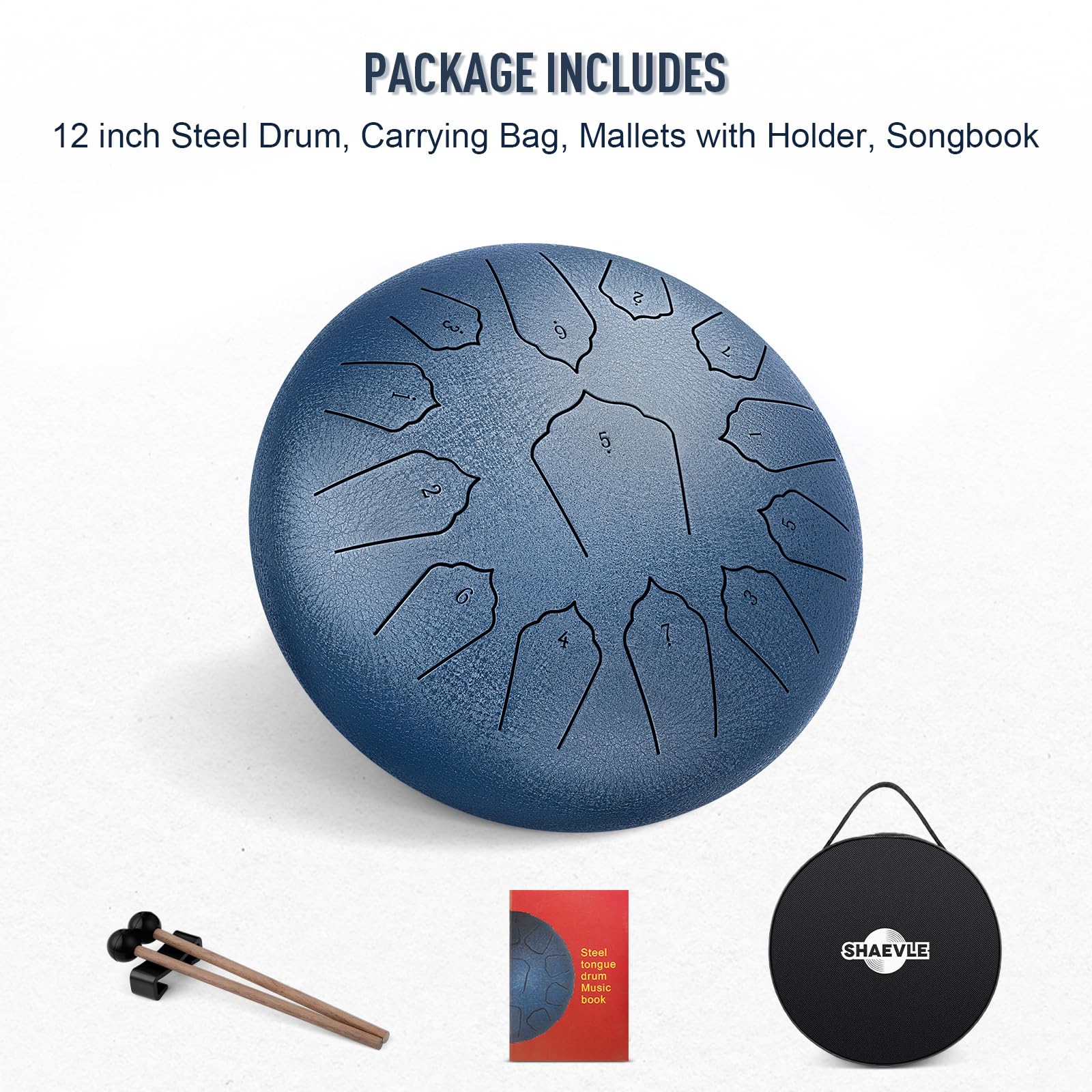 Tambor de lengüeta de acero de 12 pulgadas 13 notas, tambor de lluvia para exteriores, handpan para yoga, instrumento relajante, regalo musical para adultos y principiantes