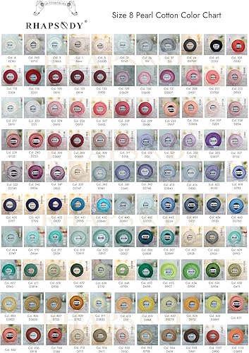 Miniatura 6 de Rhapsody Hilo de algodón perla tamaño 8 hilo de ganchillo Perle 12 bolas de algodón egipcio mercerizado tejido a mano, bordado, sashiko, punto de