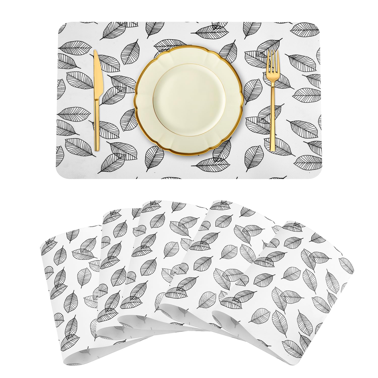 Kuber Industries Placemat | PVC Anti-Slip Table Mat Set | Placemats for Kitchen Table | Dining Table Placemats| Hexagon-Design Placemat | 6 Piece Set | Gray (B0CW2XB42V) Amazon Price History, Amazon Price Tracker