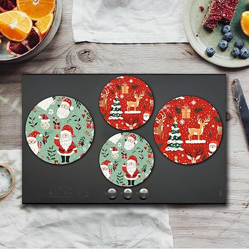 Miniatura 101 de Tucocoo Fundas para quemadores de estufa, juego de 4 fundas para estufas de gas de vino tinto retro, cubiertas superiores de estufa de 8 pulgadas