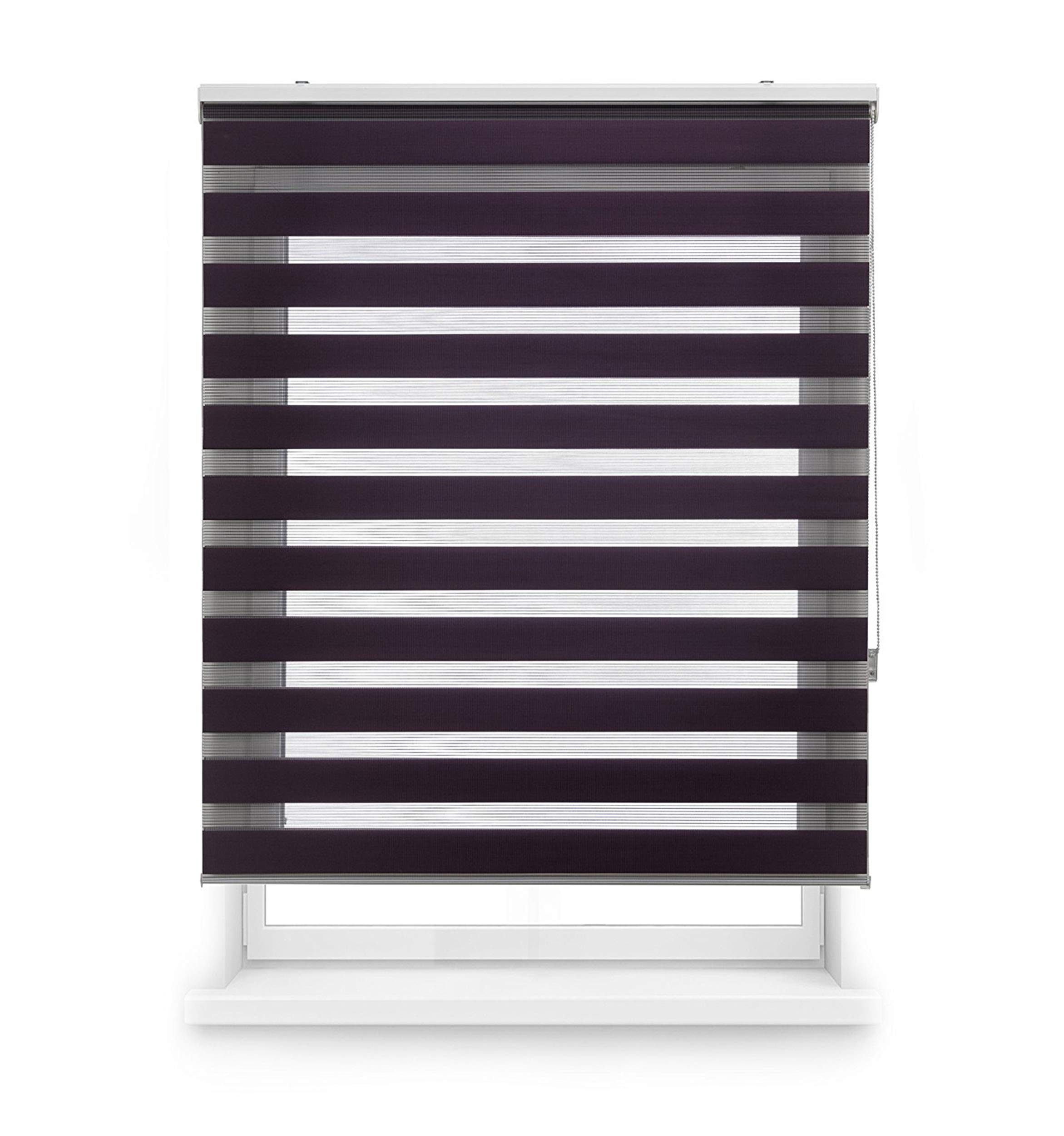 Estoralis - Shae - Estor Enrollable Doble Tejido, Noche y día, Violeta, 145 x 175 cm