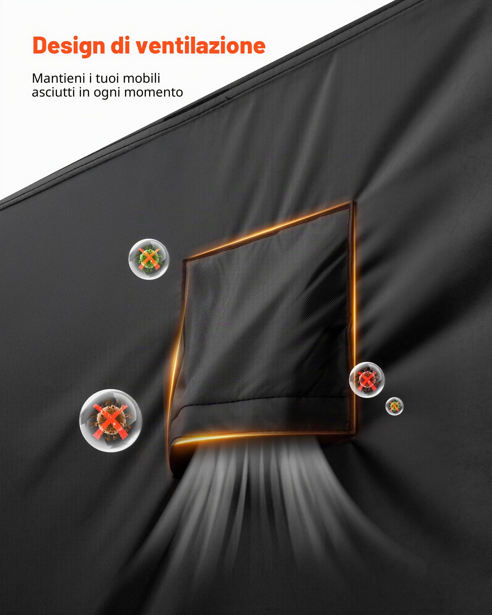 VEVOR Copertura per Mobili da Giardino 188 x 120 x 71 cm Copertura Impermeabile per Tavolo e Sedie da Pranzo da Esterno 420D, per Tavolo da Giardino con Presa d'Aria per Tutte Stagioni, Nero