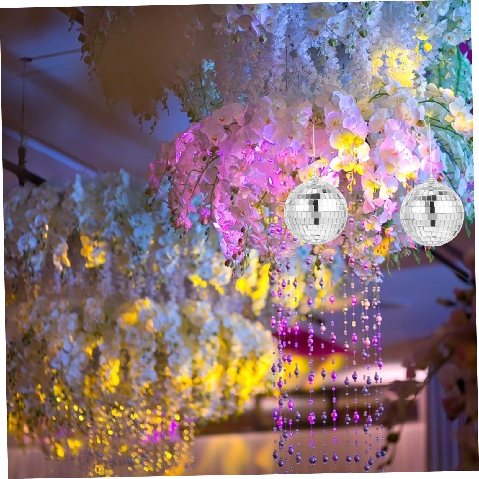 Boules à Facettes Disco 40 Pièces Boucle Suspendre 3-10 CM pour Décoration de Mariage et Gâteau en Verre Réfléchissant