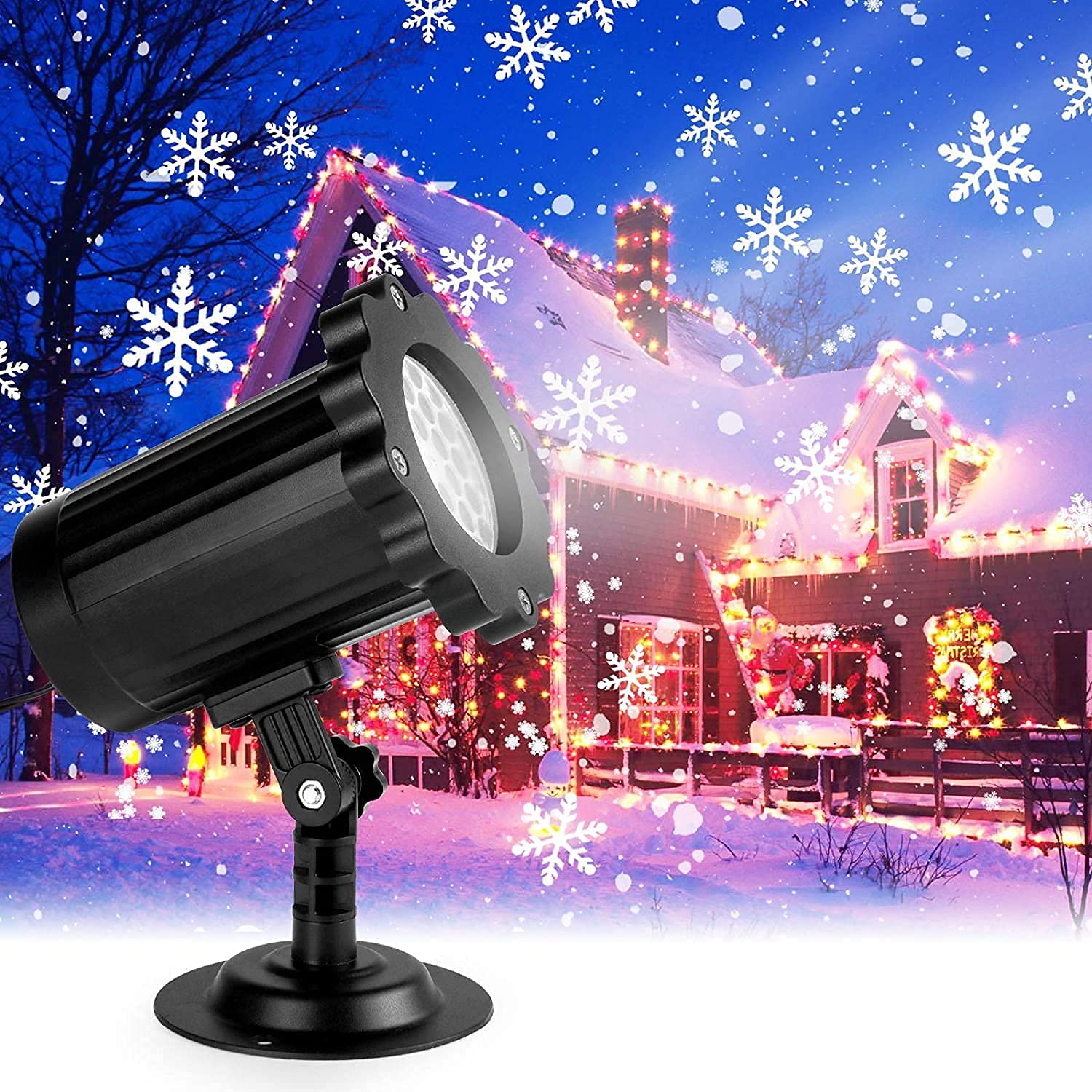 URKDDW Projector Christmas Lights Outdoor Waterproof,Snowflake Projection Lamp,Snow Flurries Landscape Spotlight with Remote Control for Christmas,Wedding,Birthday,Party,Garden[Energy Class A+++]