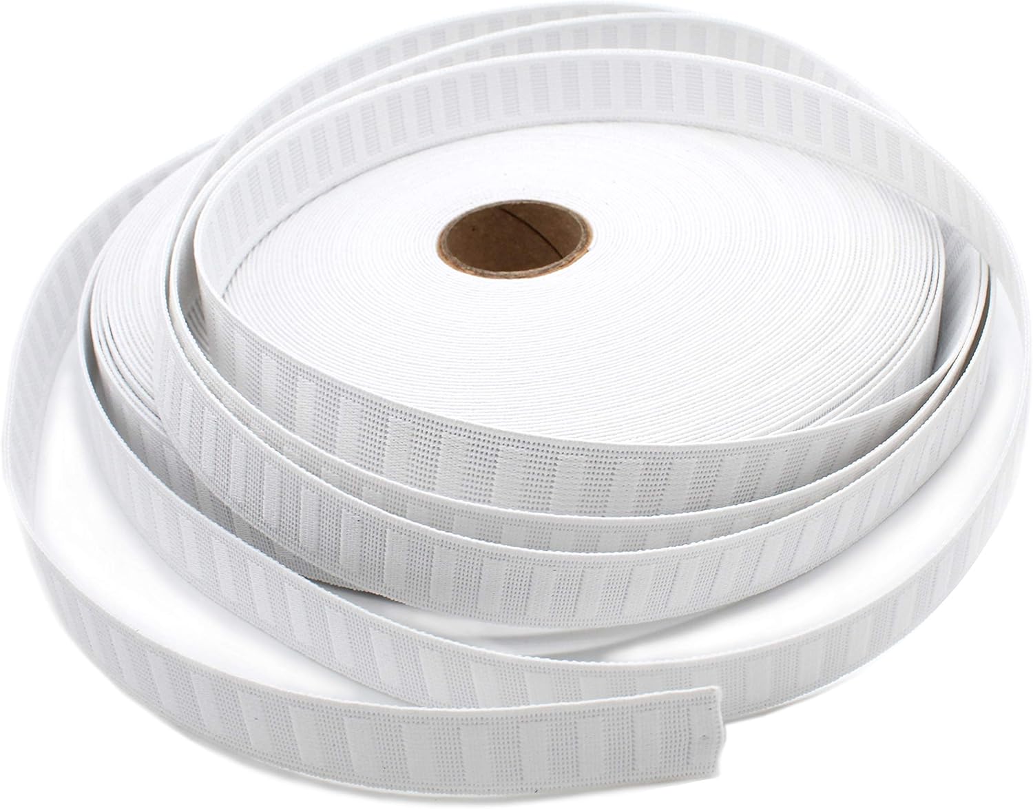 Non-Roll Elastic 1" White-Heavy Duty Ribbed Elastic (36 Yards on a Roll)- Made in USA