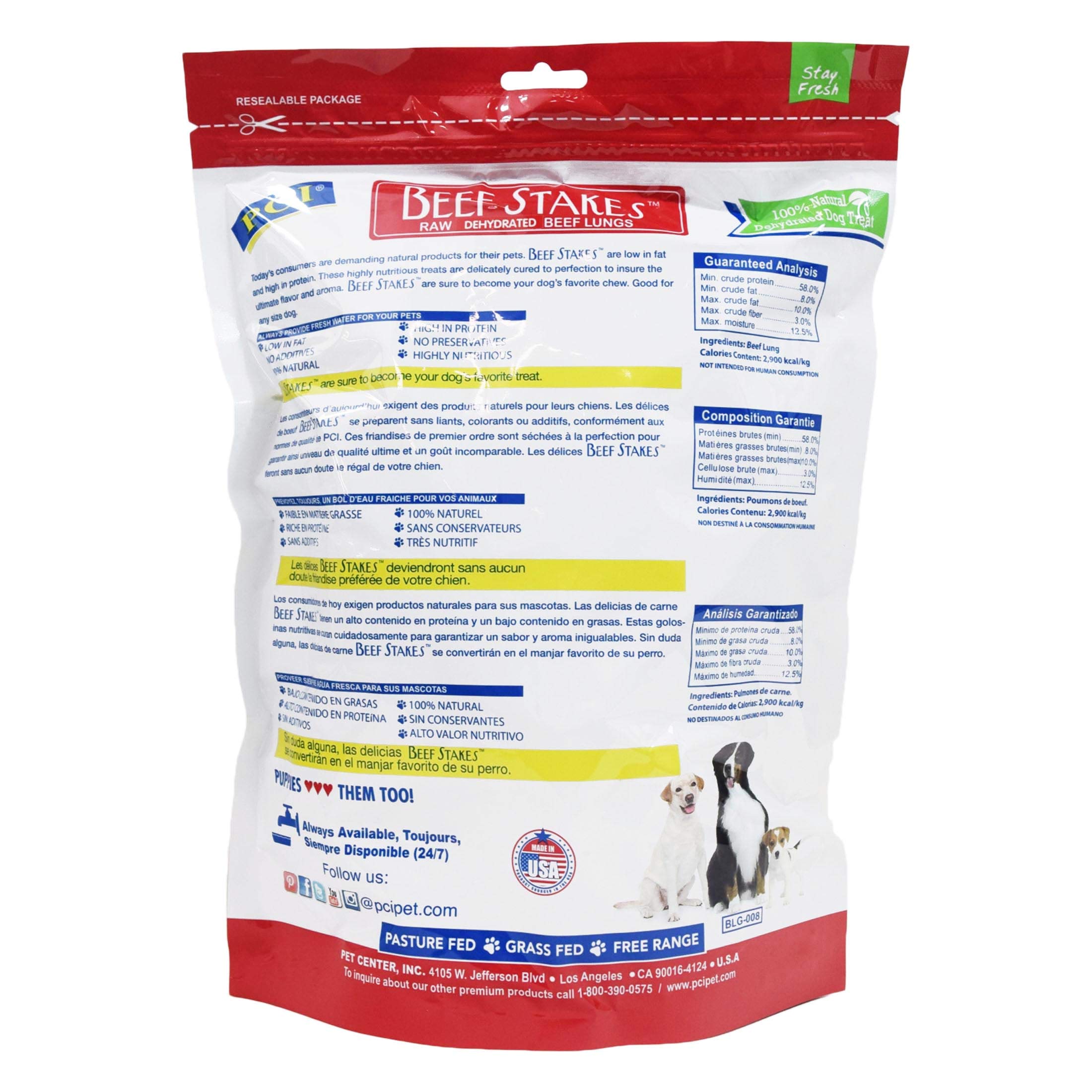 Premium All Natural Made in the USA Beef Stakes Beef Lung Dog ...