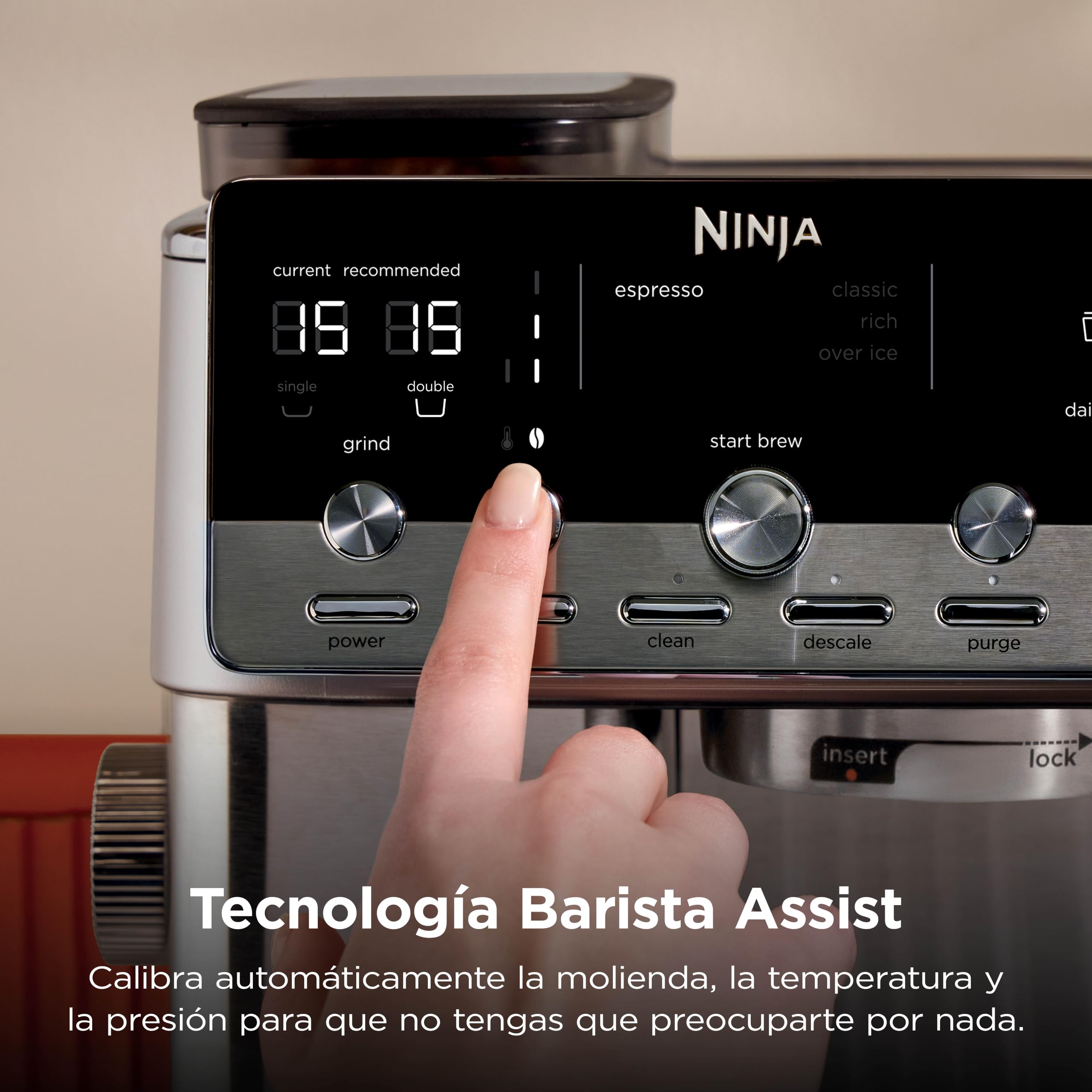 Ninja Luxe Café Mini Cafetera 2 en 1 para café de filtro y espresso con espumador automático de leche, molinillo integrado ES351EU