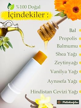 Petekoğlu (3 Adet) Propolis, Bal, Shea, Hindistan Cevizi ve Zeytinyağı El Yapımı Dudak Kremi Nemlendirici Onarıcı