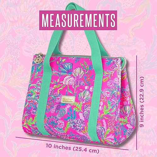 Miniatura 5 de Lilly Pulitzer Bolsa térmica de almuerzo aislada, bolsa de almuerzo para mujer, bonita lonchera con bolsillo de almacenamiento y correas de hombro,