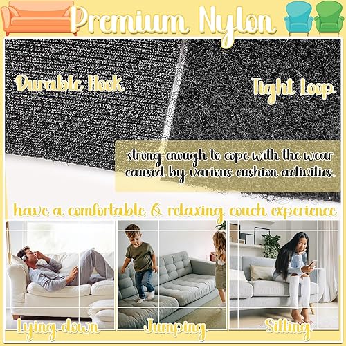 Miniatura 2 de TEUVO Cojín de sofá de 6 pulgadas de ancho, almohadillas antideslizantes para mantener los cojines en su lugar, cinta de velcro de 9.84 pies de