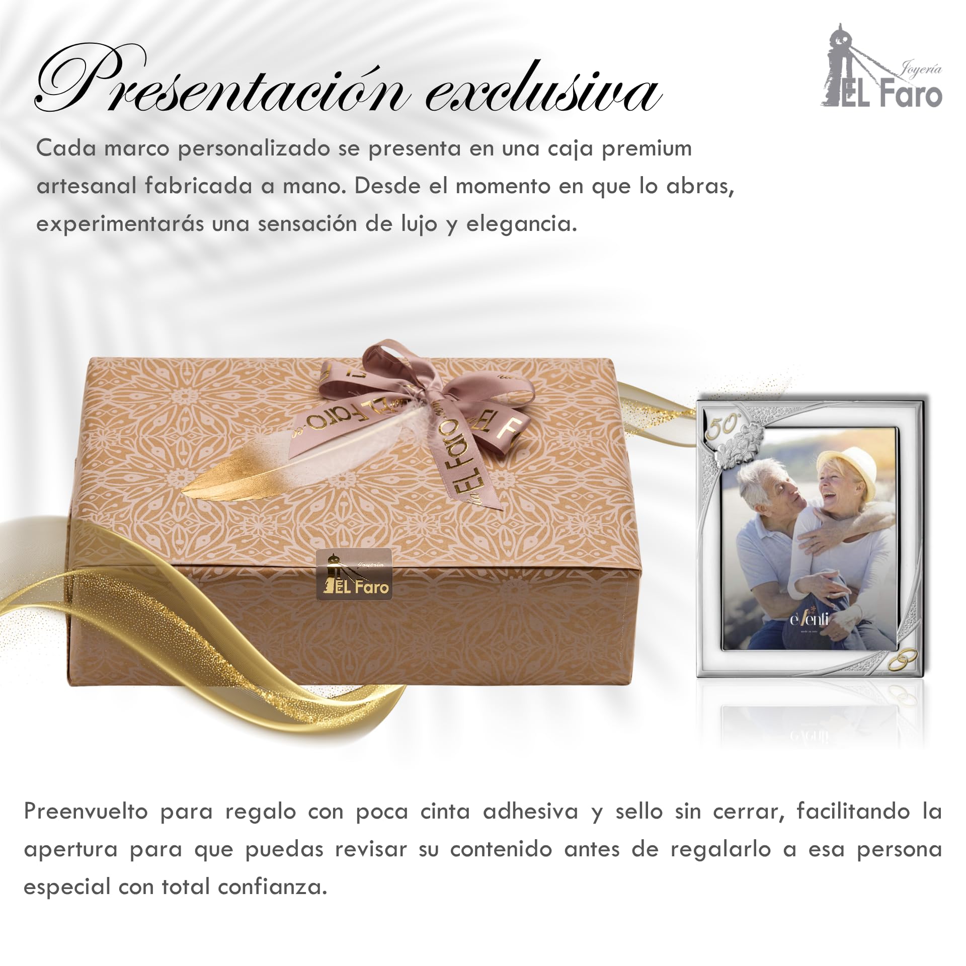 El Faro JOYERIA Marco fotos personalizado 10x15 50 aniversario | Estuche premium incluido