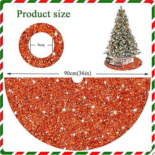 Miniatura 53 de Falda de árbol de Navidad negra de 46 pulgadas, falda de árbol de Navidad con lentejuelas de terciopelo suave, falda de árbol de Halloween