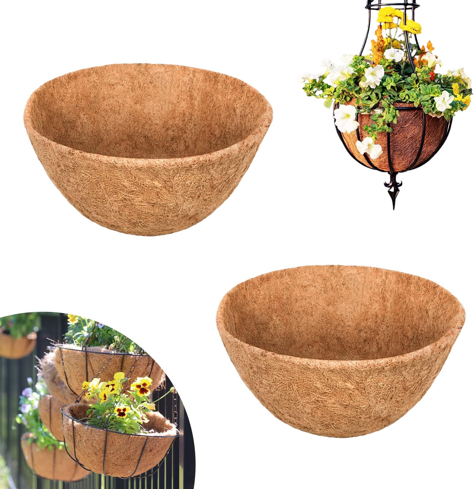 QWTMKTE 2 Pcs 18Inch Round Coco Coir Liners Replacement