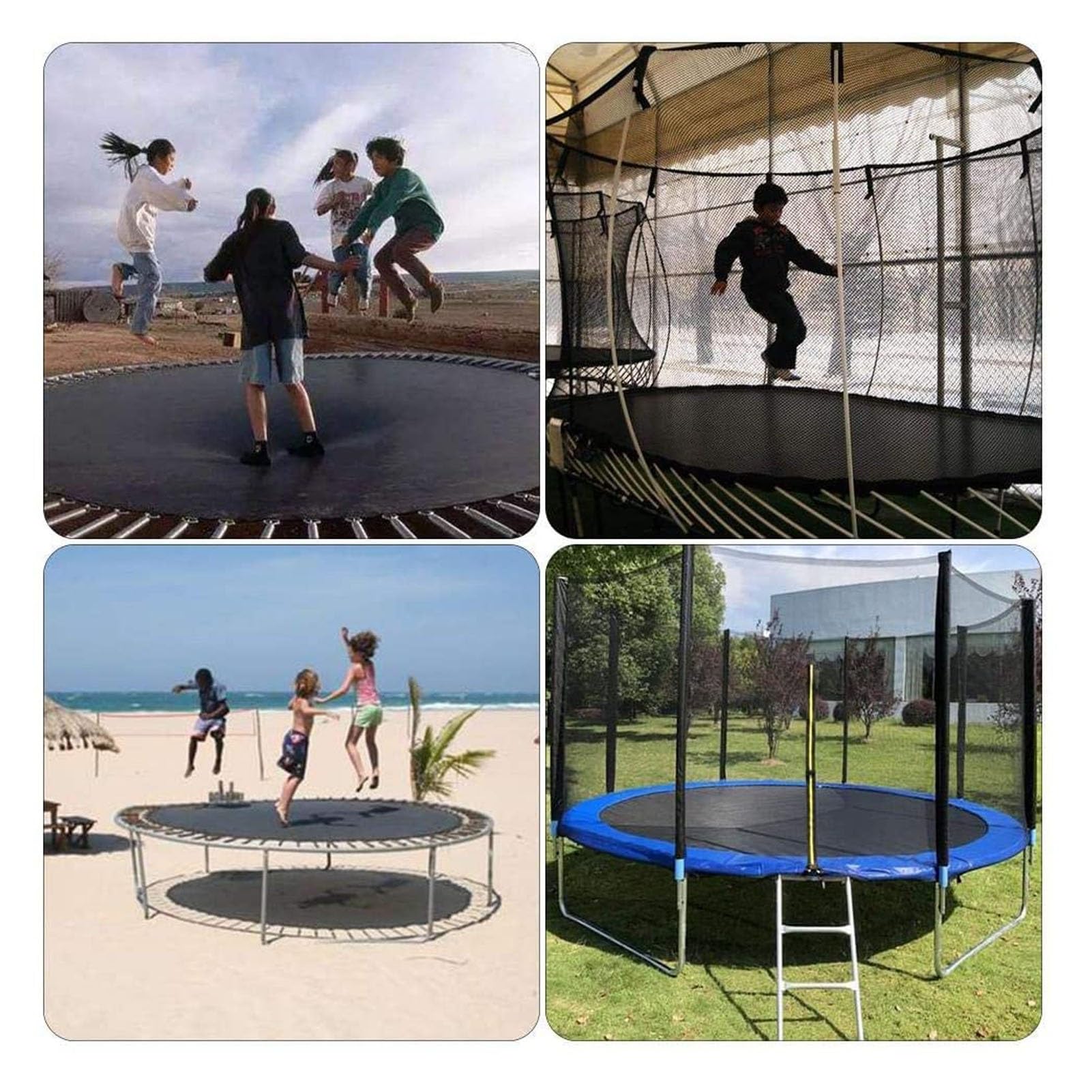 Tappeto elastico di ricambio per giardino, tappeto elastico rotondo con bordo di sicurezza, tappeto elastico divertente per esterni (molle non incluse), resistente alle intemperie, facile da