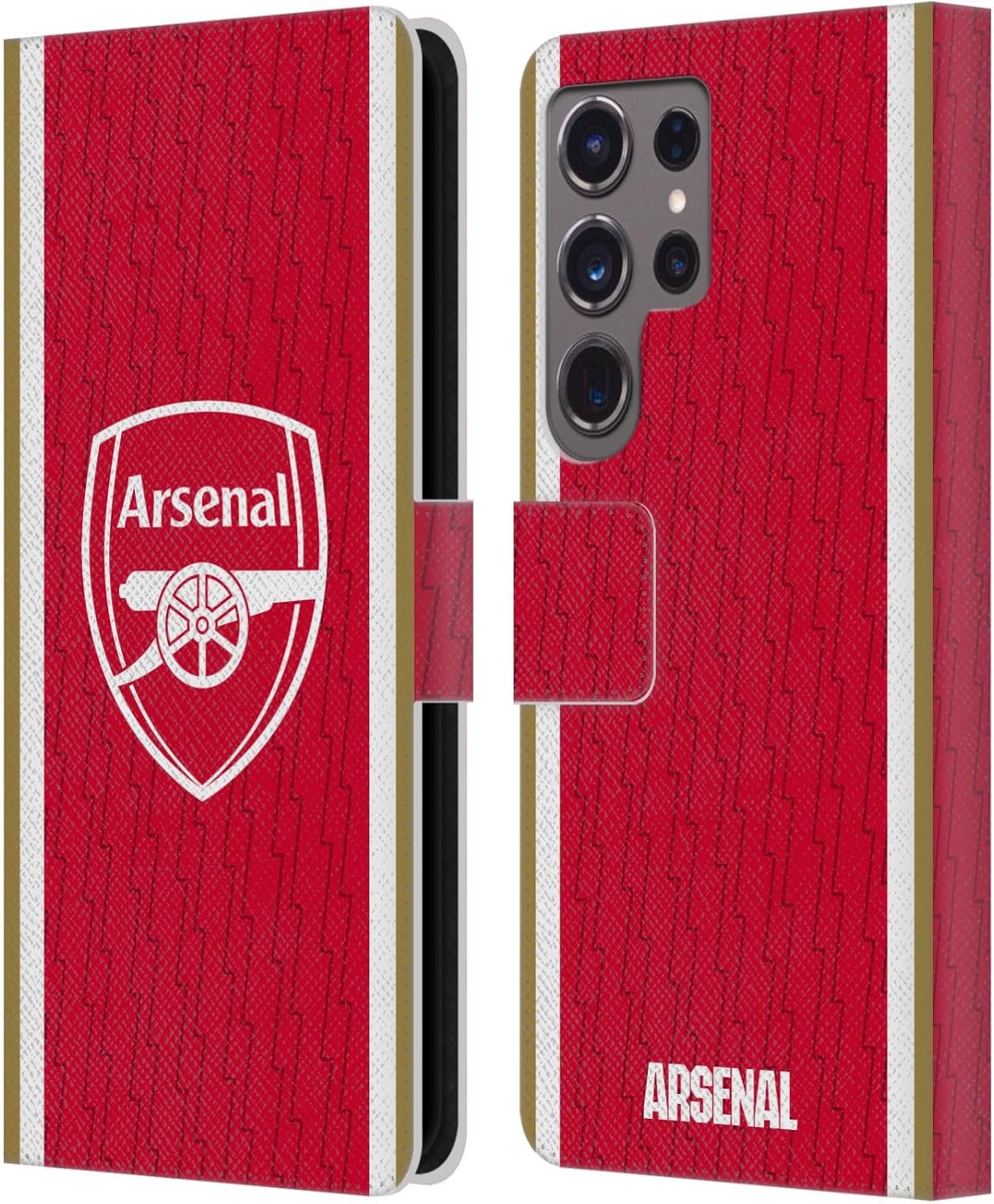 Head Case Designs Officially Licensed Arsenal FC Home 2023/24 Crest Kit Leather Wallet Case Compatible with Samsung Galaxy S24 Ultra 5G