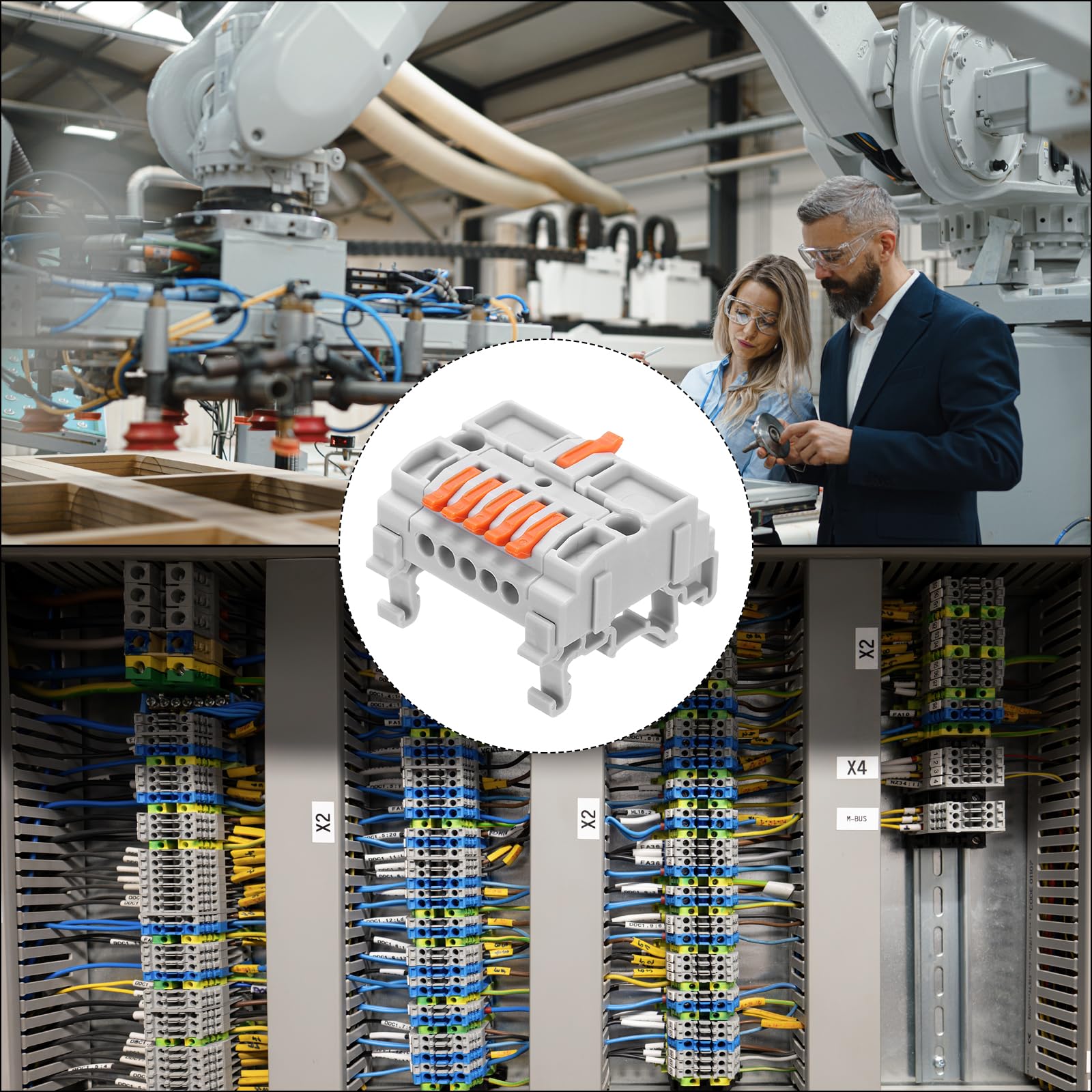 QUARKZMAN 8 Morsetti A Pressione Su Rotaia DIN – 2 Ingressi 8 Uscite, 32A, 28-12 AWG, Per Cablaggio Fai Da Te