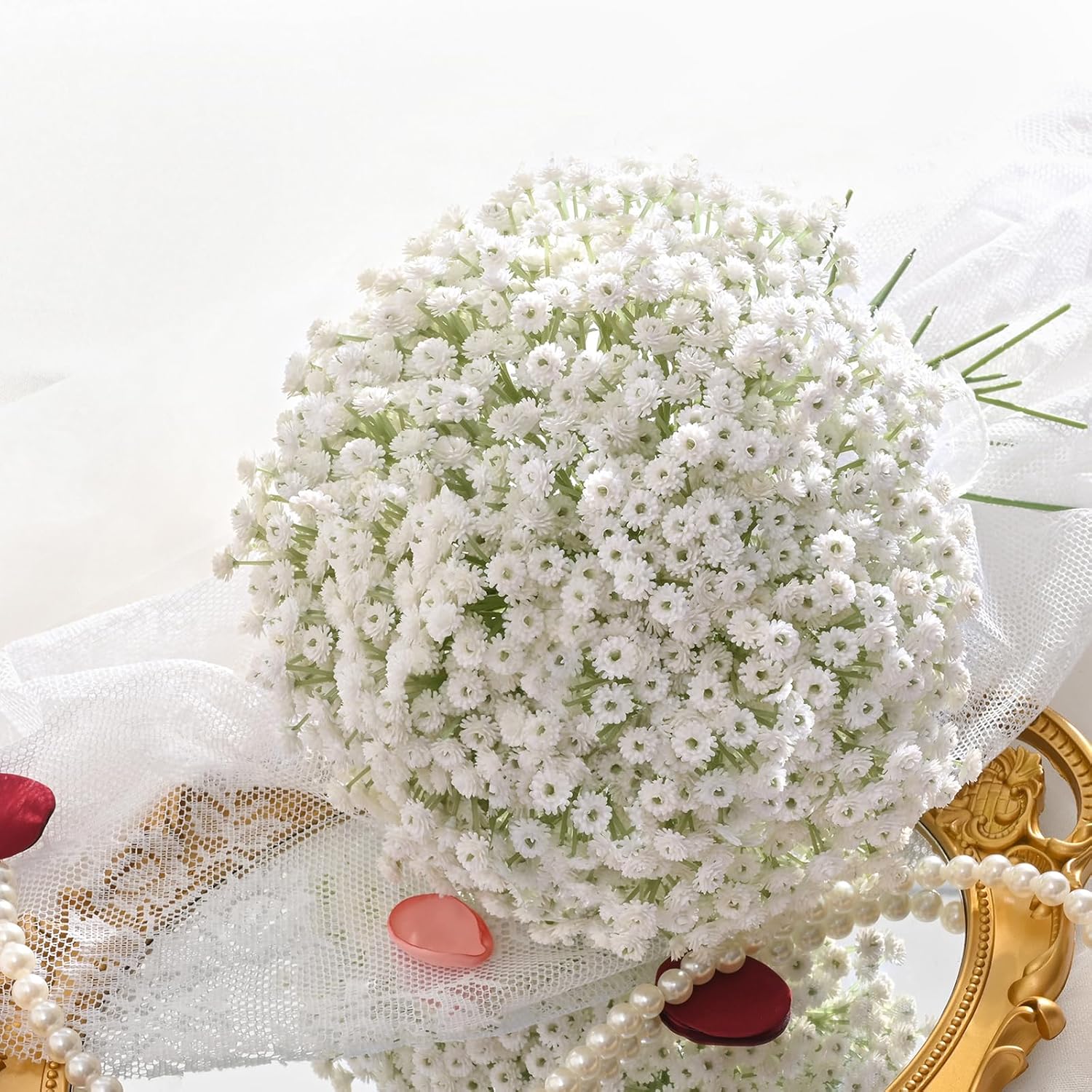 Elyum 25 Pcs Babys Breath Artificial Flowers, 12.5 Inch Baby Breath Flowers Artificial Bulk for Vase, Real Touch Fake Babys Breath Gypsophila for Wedding Bouquet Floral Arrangement Home Decor - Image 7