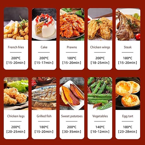 Miniatura 9 de Freidora de aire de 6.8 L, freidora eléctrica de cocina, horno grande antiadherente con pantalla LCD, calefacción de ciclo de 360 grados, horno