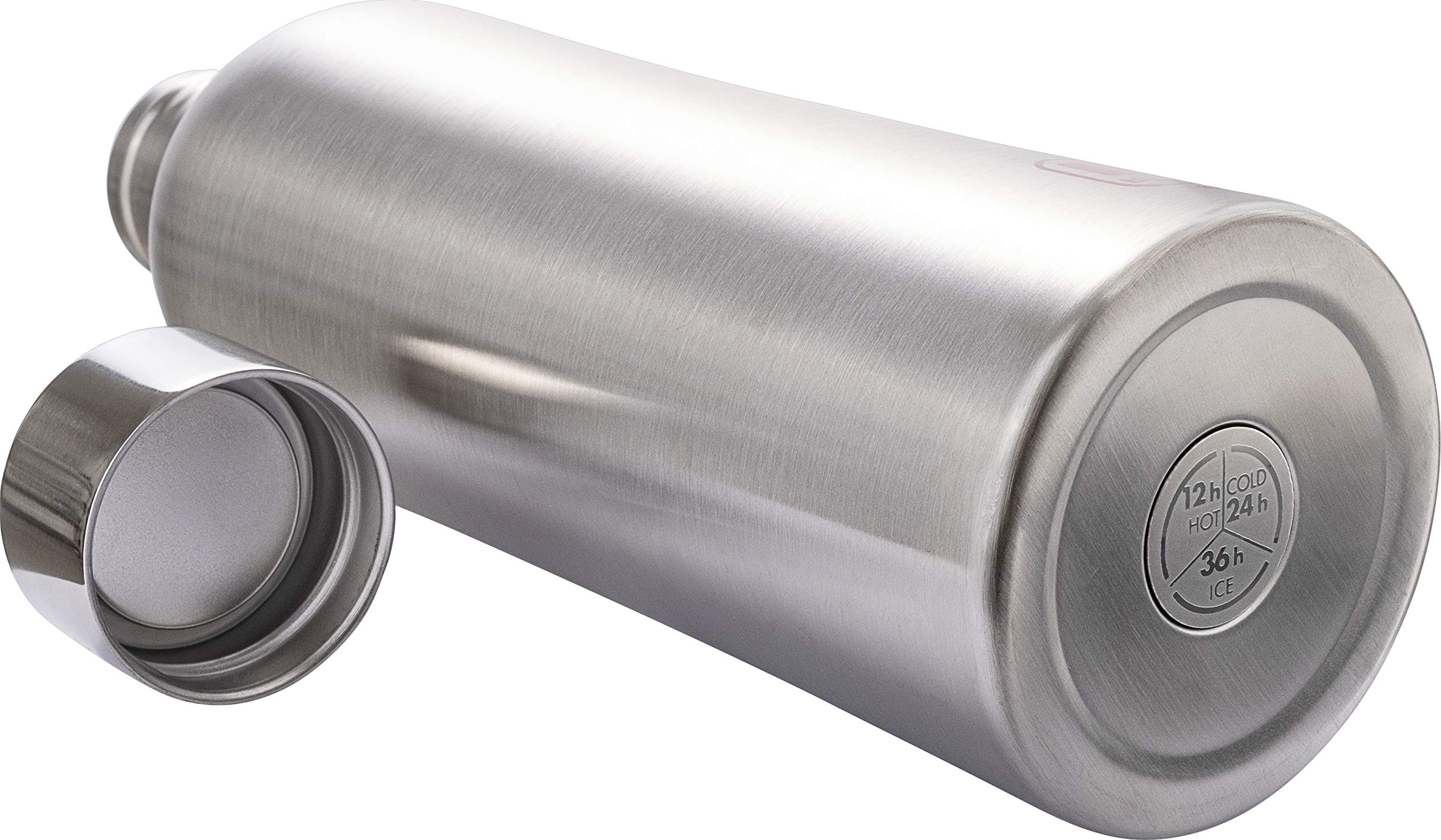 BUGATTI B Bottles Twin Bottiglia Termica 800 ml Steel Brushed Mantiene i liquidi Caldi per 12 H Freddi per 24 e Il Ghiaccio per 36 H Borraccia Fitness in Acciaio Inox 18/10 Ecologica e Riutilizzabile