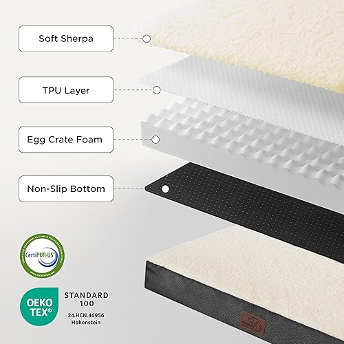 Miniatura 5 de Bedsure - Cama ortopédica pequeña para perros chicos, impermeable, con funda extraíble lavable, tapete de espuma con forma de huevera para mascotas,