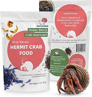 Blue Waves Hermit Crab Food – Marine Protein with Krill, Bloodworms & Sea Veggies – 30g – Snout and Shell