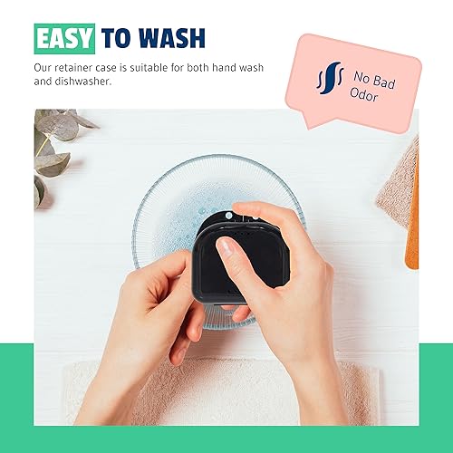 Vista 26 de Estuches de retención – Paquete de 4 surtidos – Funda protectora bucal inodoro – Ventilada e higiénica para transportar y proteger aparatos Negro