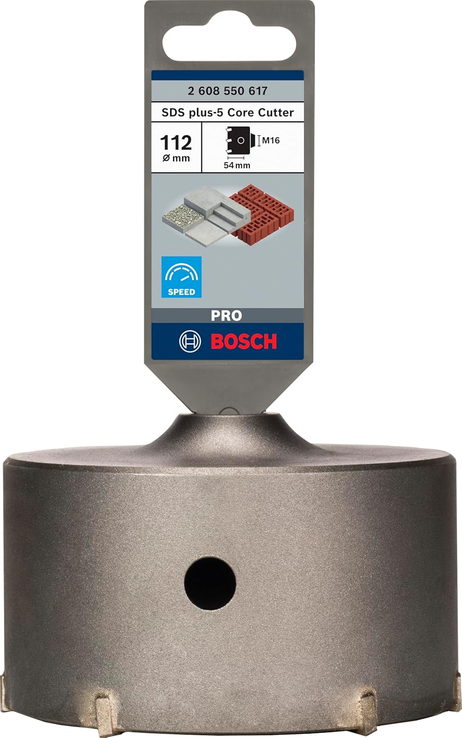 Bosch Professional 2608550617 2 608 550 617" Core Cutter SDS-Max-9 Hollow Annular Bit, Silver, 112 x 50 x 72 mm