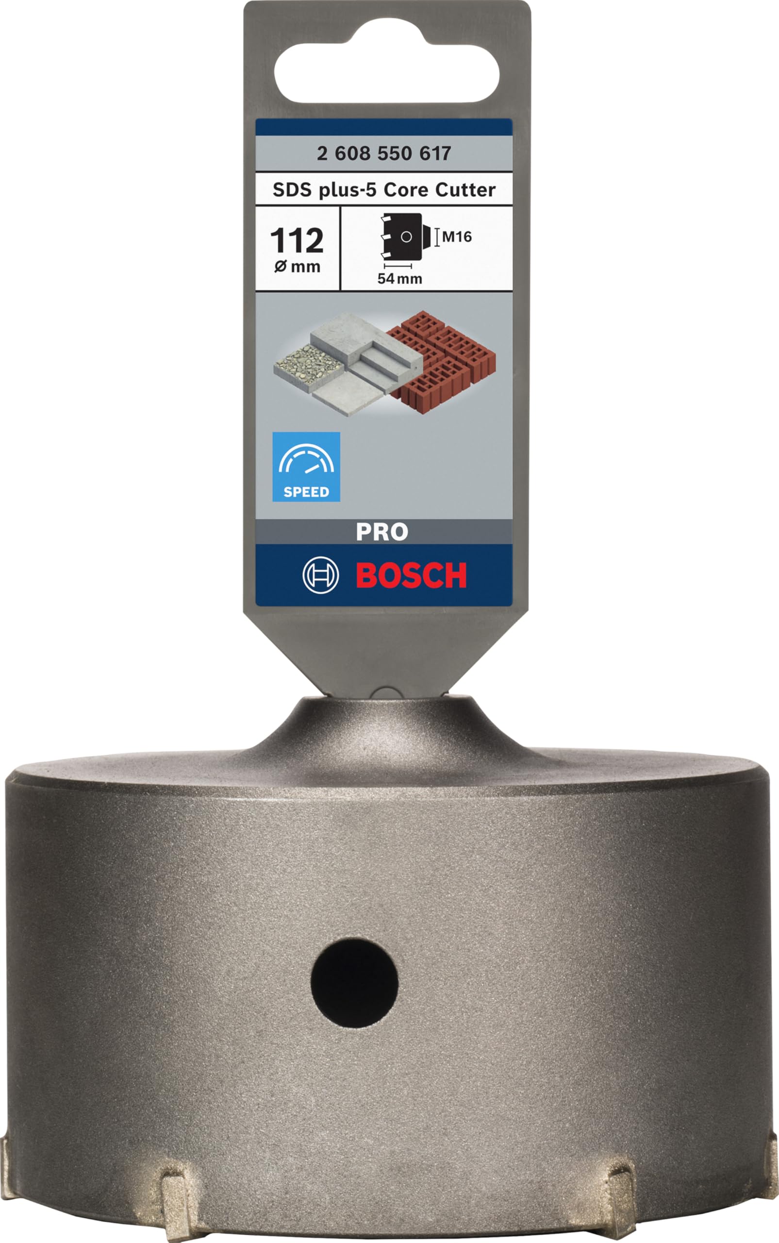 Bosch 2 608 550 617 - Corona perforadora hueca SDS-plus-9, 112 mm, 112 x 50 x 72 mm, 6, pack de 1