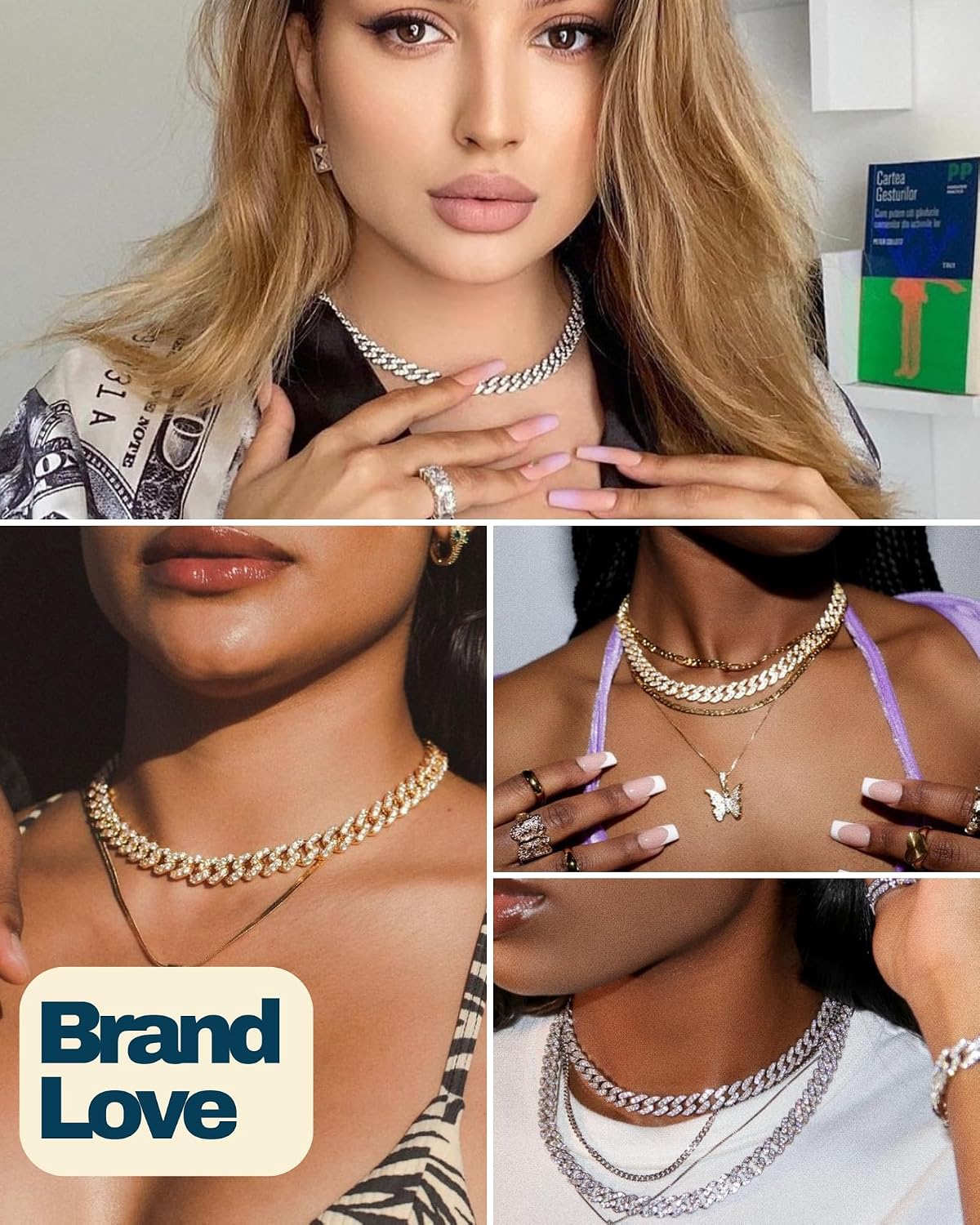 Iced Classic Spring Clasps 9mm Cuban Link Chain Necklace/Bracelet, Everlasting Shine 14k Gold/Silver Plated Diamond Choker, Prong-Setting 5A Cubic Zirconia Hip Hop Jewelry For Men Women with Gift Box