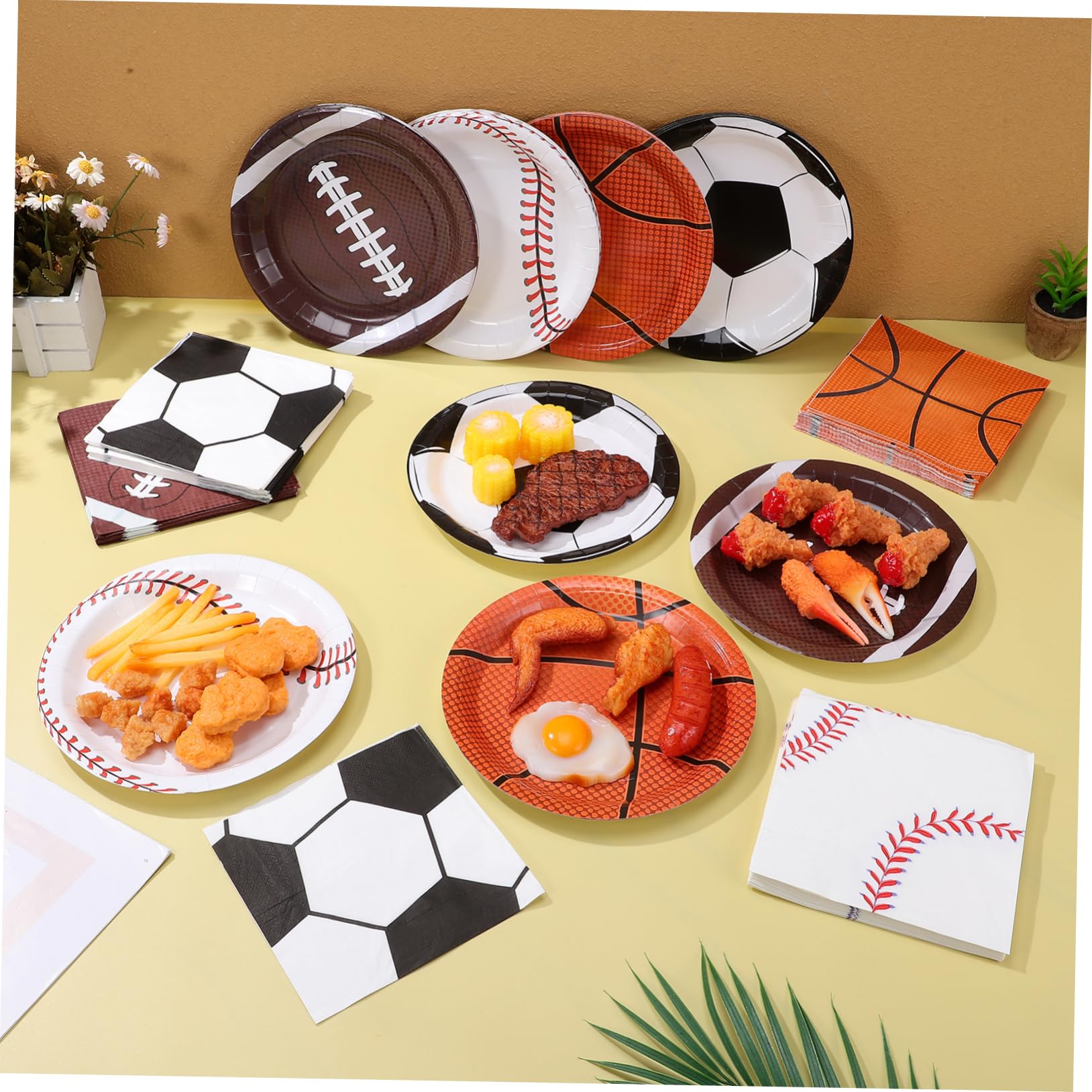 ABOOFAN Vaisselle et Décorations pour Fête Thème du Sport avec Assiettes Carton Serviettes et Articles de Fête pour Anniversaire et Réunion de Famille