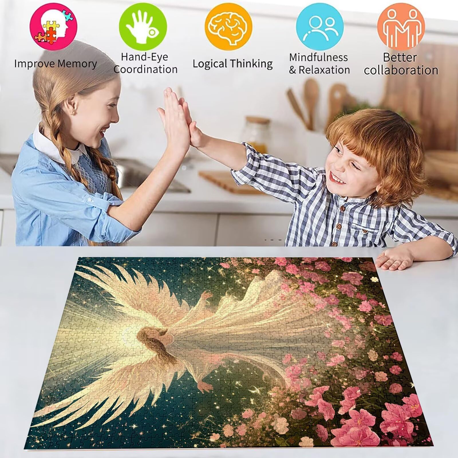 Puzzle 4000 Pièces Adulte Puzzle Ange Puzzles Classiques, 4000 Pièces Jeu éducatif défi Jouet Puzzles Fleur Art DIY Jeu Occasionnel Jouets Cadeau Intéressants Ami De La Famille Approprié S-919