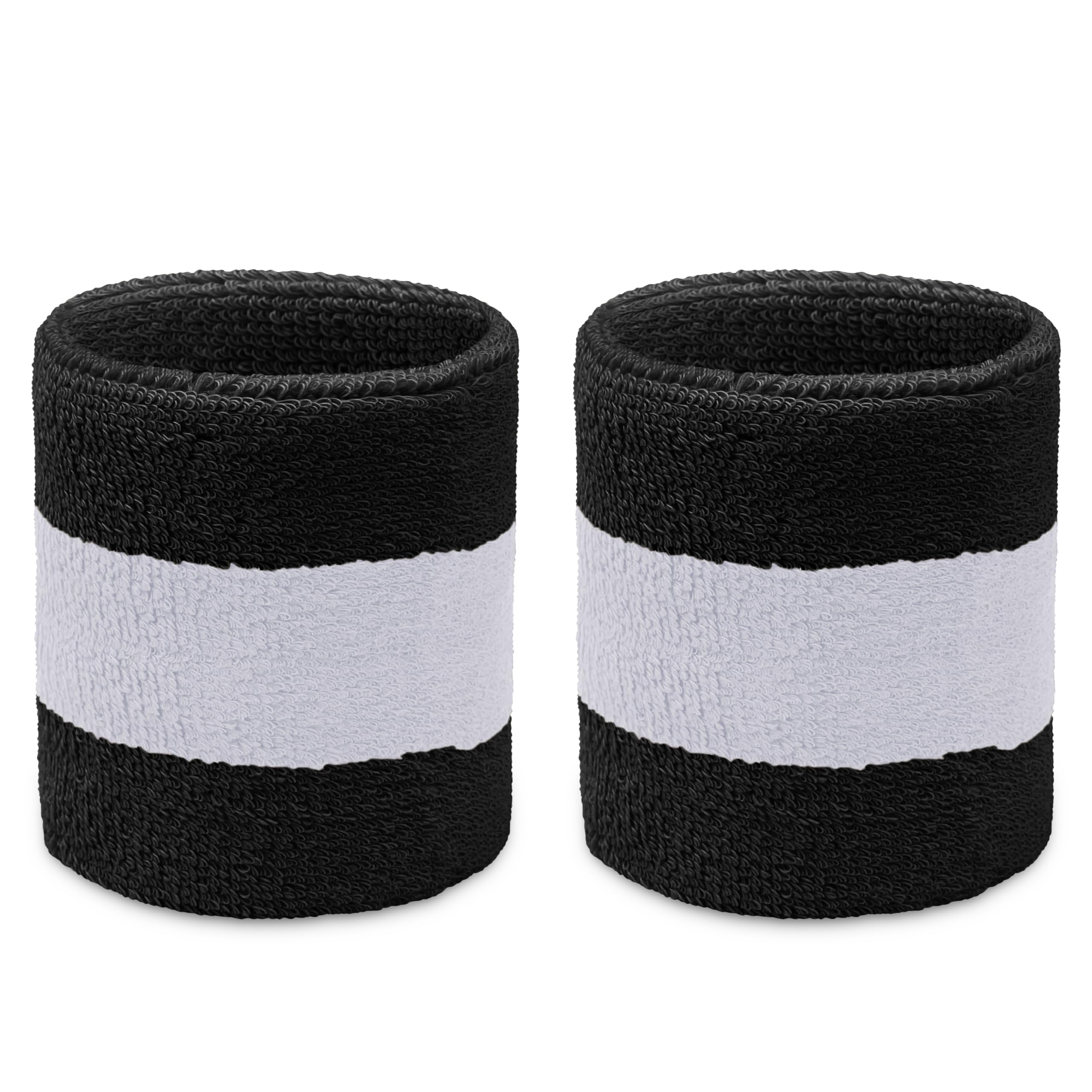 Terry Cloth 2 Colors Stripes Terry Striped Wristbands Wrist Sweatband for Any Sports, 1 Pair