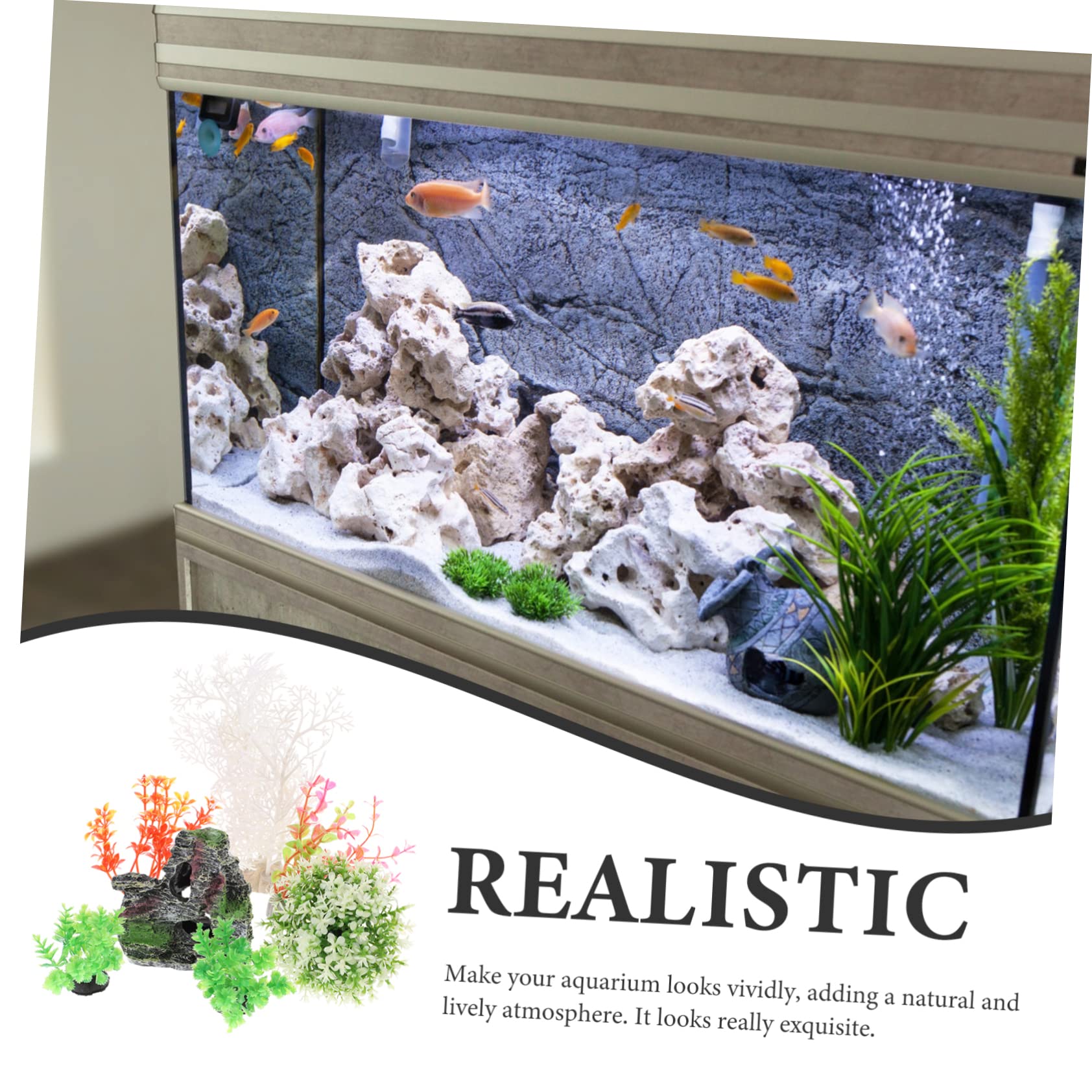 Happyyami 5juegos Plantas Artificiales para Acuarios Decoración De Acuario Ornamentales De Agua Simuladas para Peceras y Paisajismo De Decoración Natural para Peces