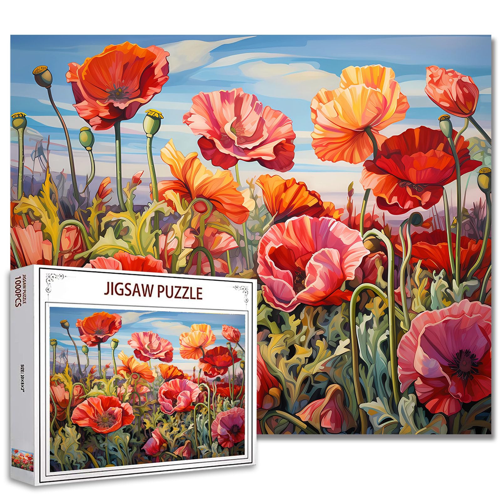 Tucocoo 1000-Piece Jigsaw Puzzle - Floral Scenery - Portable - Cardboard - 27.56" x 19.69" - 14+ Years - 1 Set - 1 Puzzle - 1000 Pieces — image 1
