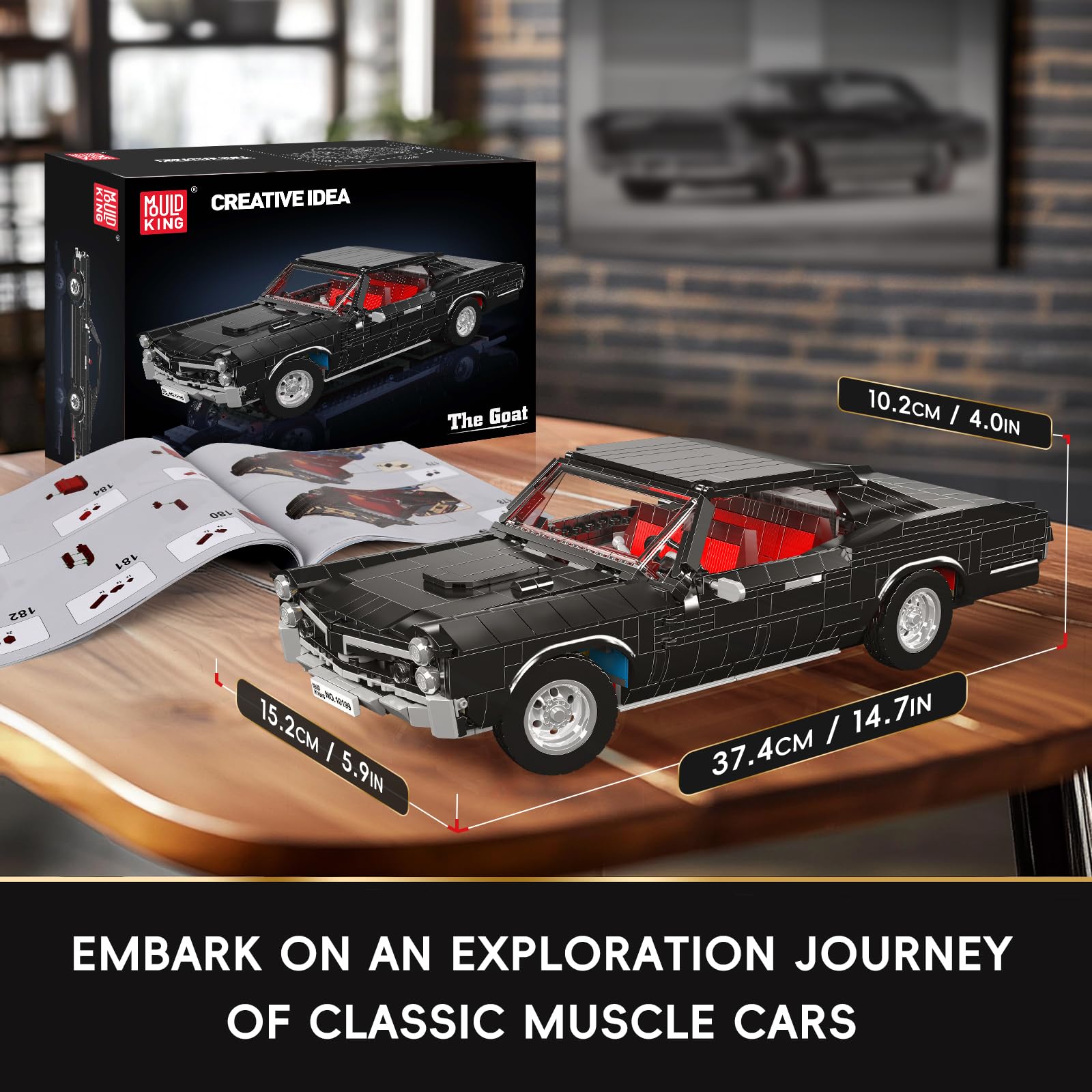 Mould King 10199 Muscle-Car Kit de construction de voiture pour adultes et enfants, modèle de voiture américaine classique avec design réaliste, idéal pour les fans de course