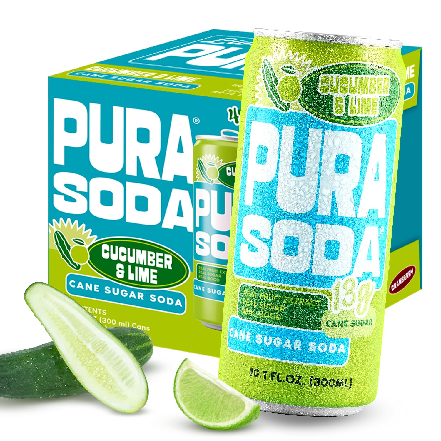 Amazon.com : PuraSoda Cucumber & Lime - 12g Pure Cane Sugar Soda
