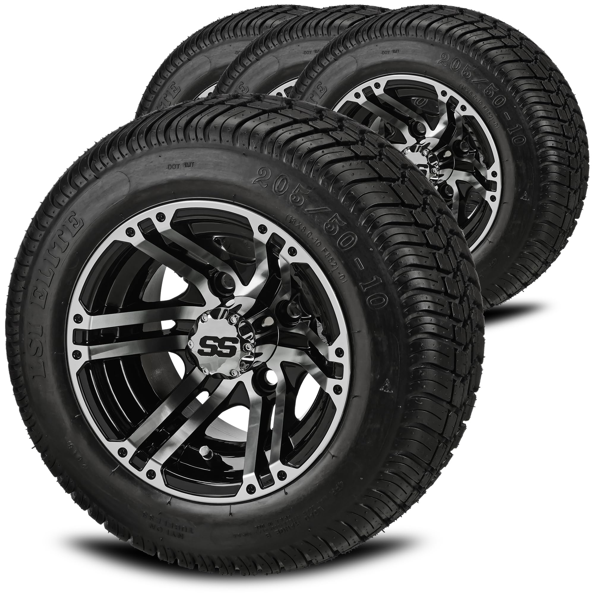 RM Cart 10' Yukon Black/Machined on 205/50-10 LSI Elite Tires (Set of 4)